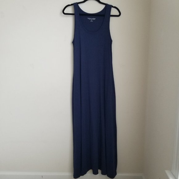 Soft Surroundings Santiago Maxi Flare Dress Navy Blue Summer Spring Pockets Sz S - Picture 2 of 9